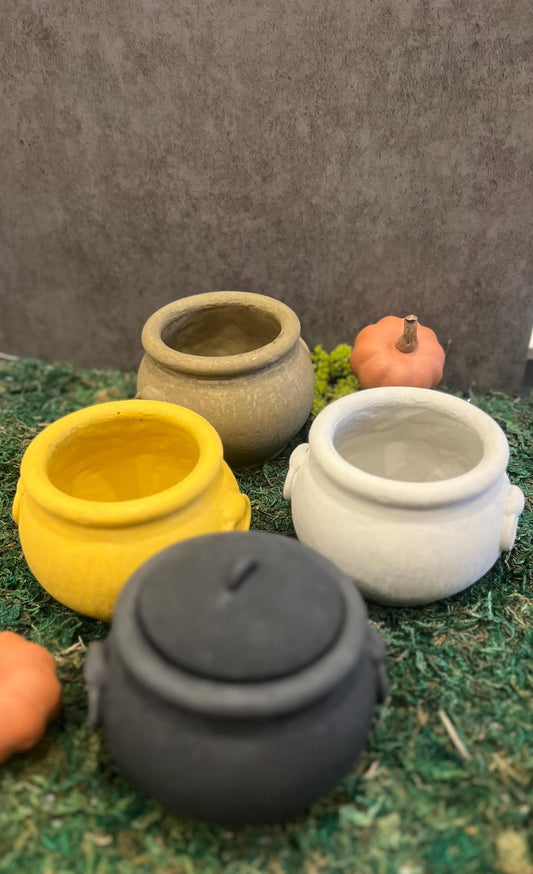 Cement Cauldron Planter: Halloween Decor, Witch Pot, Candle Vessel