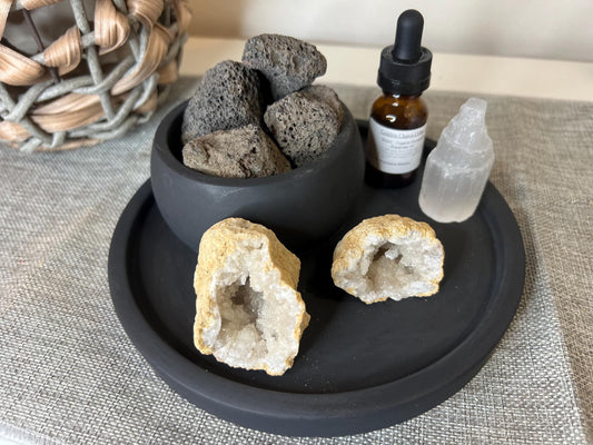 Lava Rock Diffuser | essential oil diffuser | natural Diffuser | Eco-Friendly Aromatherapy | meditation  | Crystal Geode | Cement Bowl |