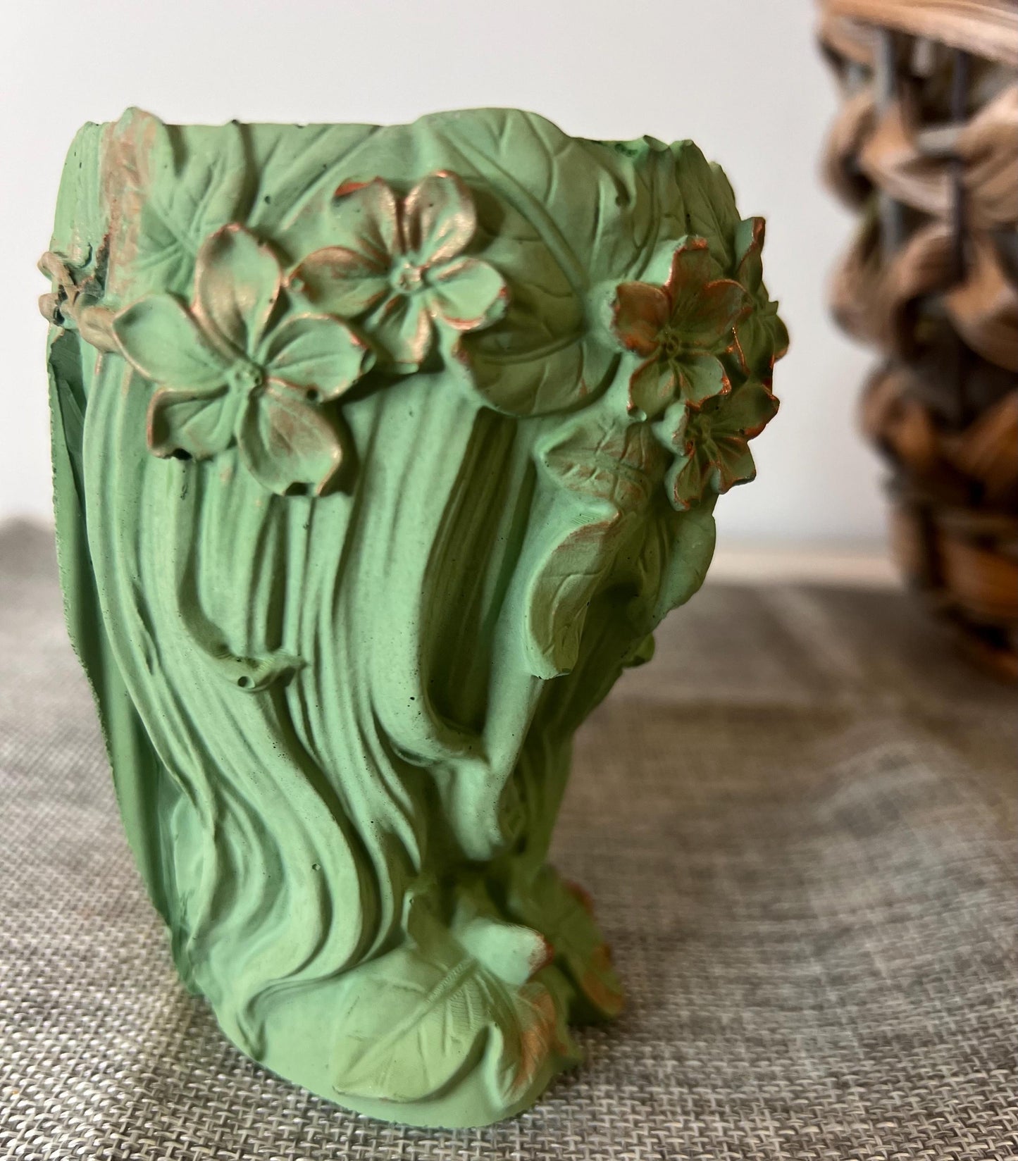 Goddess Planter | Concrete Planter | Mother Nature planter | Indoor planter | Carnelian Crystals | Fairy planter | Geode Planter