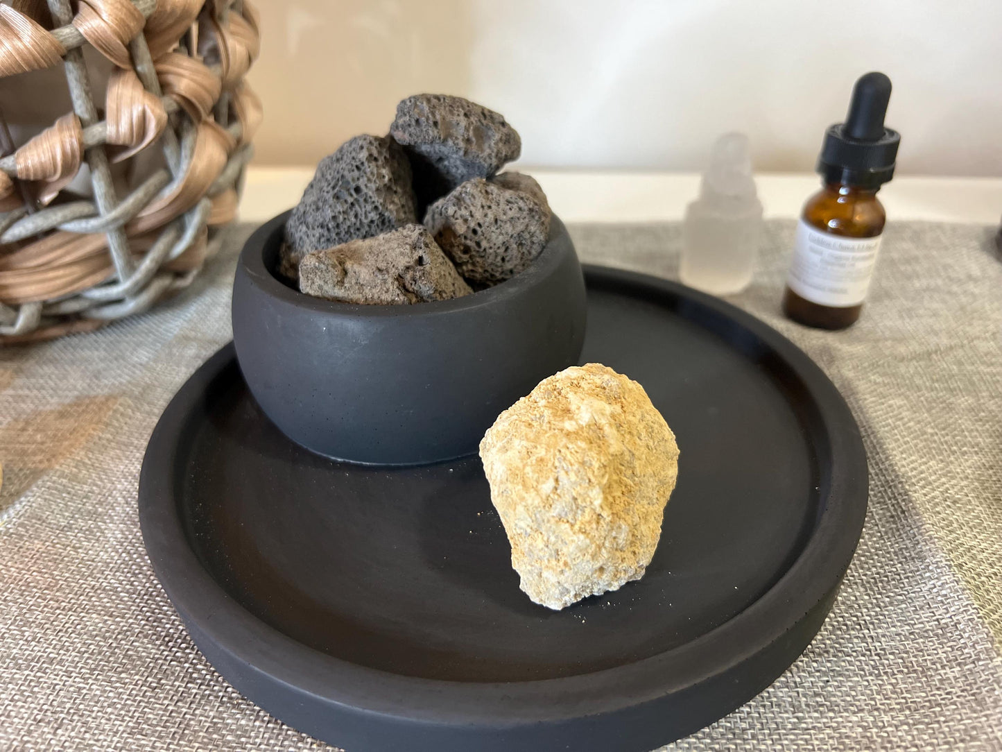 Lava Rock Diffuser | essential oil diffuser | natural Diffuser | Eco-Friendly Aromatherapy | meditation  | Crystal Geode | Cement Bowl |