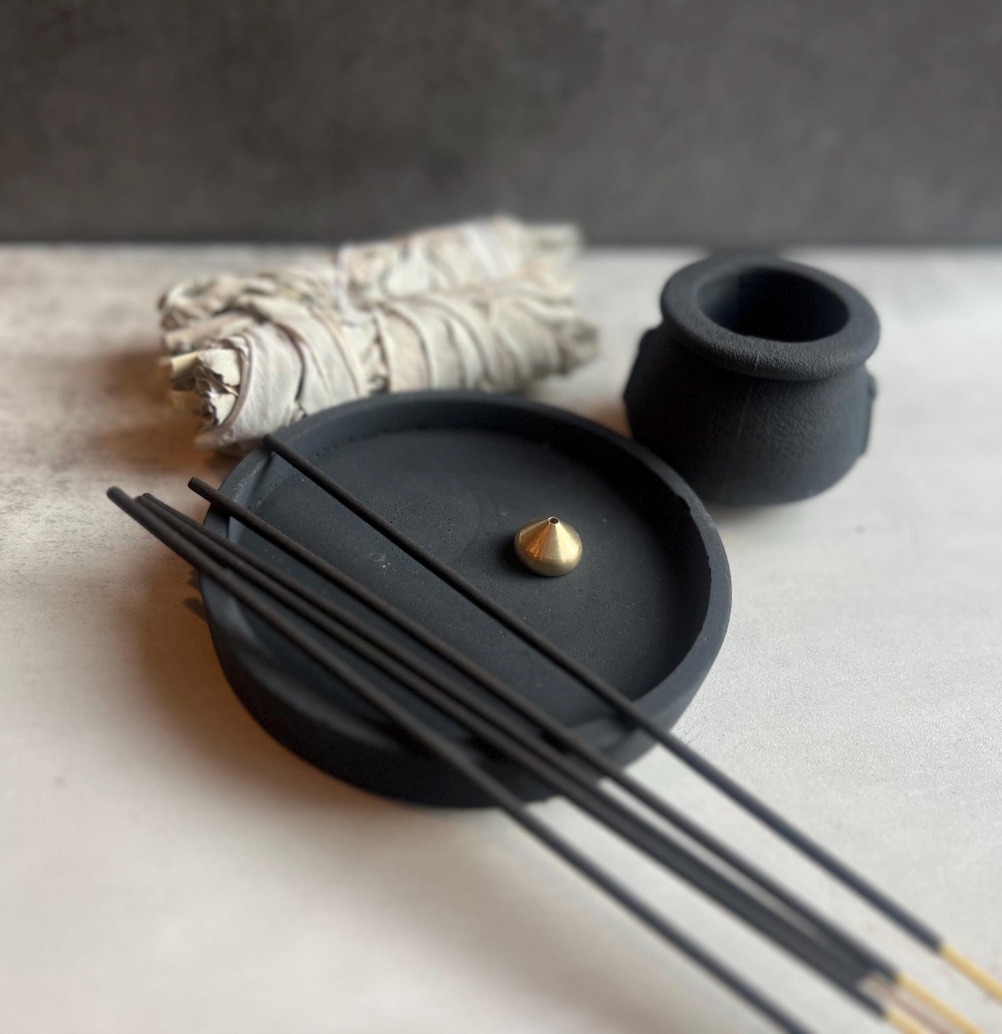 Cauldron Pot  with Incenses and Sages