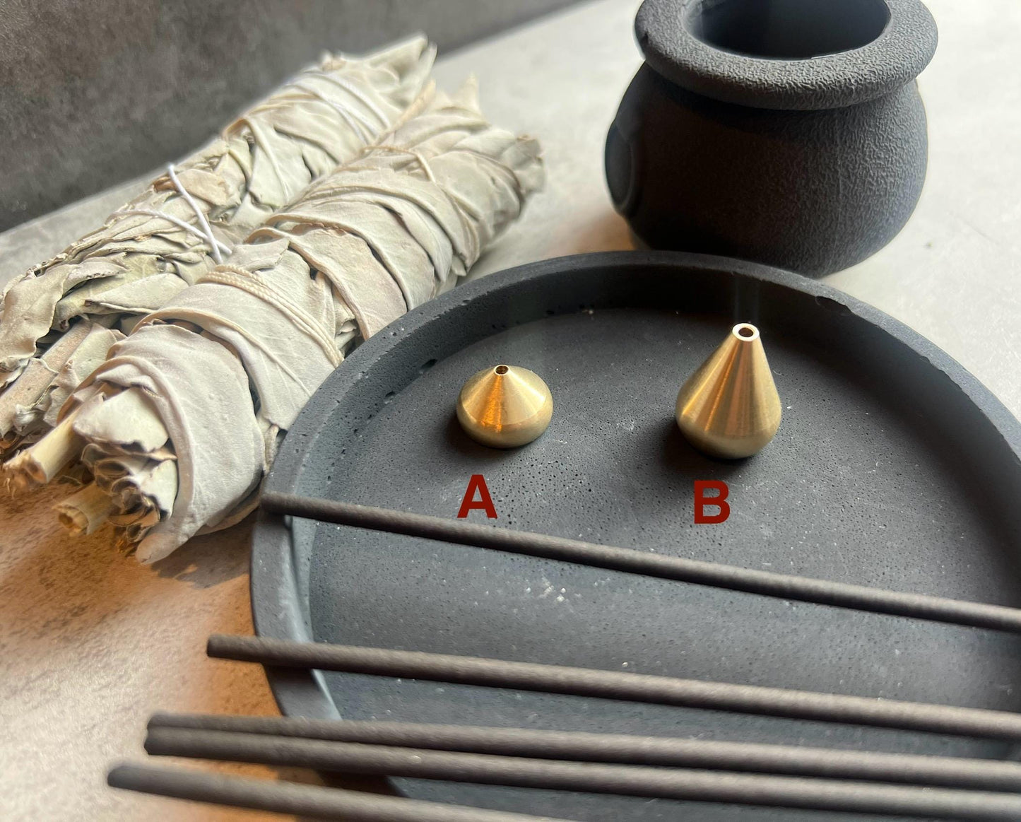 Cauldron Pot  with Incenses and Sages